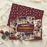 Budget Super Rouge & Or Joyeux Noël 8 Photo<br><div class="desc">Célébrez la saison avec cette carte super à budget de Noël, avec huit photos personnalisées disposées en forme ovale autour du bord de la carte, avec de l'espace pour une variété d'orientations d'image. Chaque image a son propre cadre blanc, pour faire ressortir les photos contre l'arrière - plan rouge profond....</div>