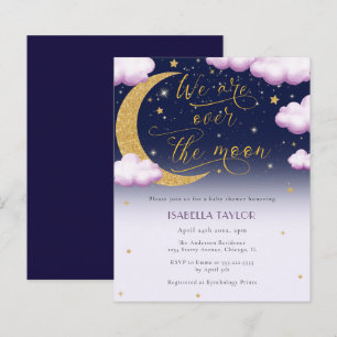 Budget sur la lune Invitation Baby shower fille