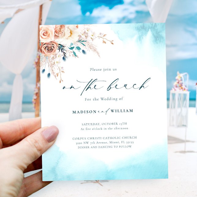 Budget Sur La Plage Mariage Invitation (Créateur téléchargé)