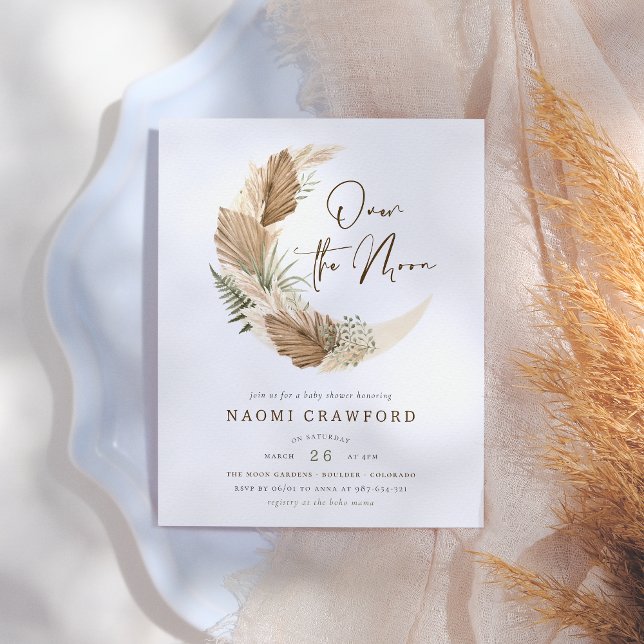 Budget Sur Le Baby shower Moon Boho Palm Pampas (Créateur téléchargé)