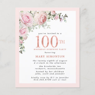 BUDGET SURPRISE 100e anniversaire fête rose floral