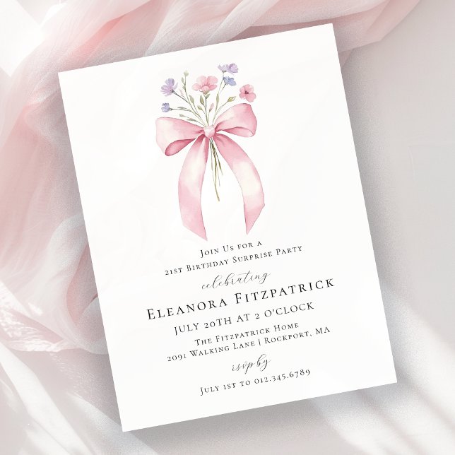 BUDGET SURPRISE 21e anniversaire Invitation rose B (Créateur téléchargé)