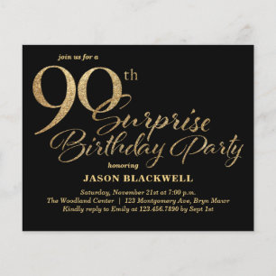 Budget Surprise 90e anniversaire Invitation de fêt