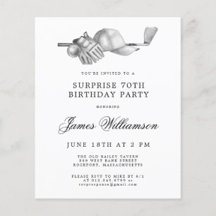 BUDGET Surprise Golf 70e anniversaire Invitation