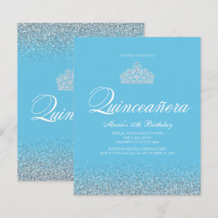 Budget Sweet 15, Light Blue Quinceanera Invitation