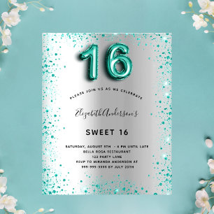 Budget Sweet 16 argent turquoise parties scintilla