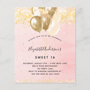 Budget Sweet 16 ballons d'or roux invitation