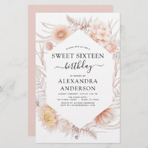 Budget Sweet 16 Boho Dusty rose Floral Anniversair