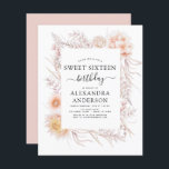 Budget Sweet 16 Boho Dusty rose Floral Anniversair<br><div class="desc">Budget Boho Dusty rose Floral Botanique Bohème Tropical Watercolor Cadre Printemps,  Été,  Automne,  Automne Sweet 16 Anniversaire Fête Invitations - comprend une belle et élégante typographie script avec des fleurs botaniques modernes du désert pour la spéciale Sweet sixteen 16ème Fête Anniversaire.</div>
