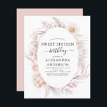 Budget Sweet 16 Boho Dusty rose Floral Anniversair<br><div class="desc">Budget Boho Dusty rose Floral Botanique Bohème Tropical Watercolor Cadre Printemps,  Été,  Automne,  Automne Sweet 16 Anniversaire Fête Invitations - comprend une belle et élégante typographie script avec des fleurs botaniques modernes du désert pour la spéciale Sweet sixteen 16ème Fête Anniversaire.</div>