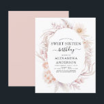 Budget Sweet 16 Boho Dusty rose Floral Anniversair<br><div class="desc">Budget Boho Dusty rose Floral Botanique Bohème Tropical Watercolor Cadre Printemps,  Été,  Automne,  Automne Sweet 16 Anniversaire Fête Invitations - comprend une belle et élégante typographie script avec des fleurs botaniques modernes du désert pour la spéciale Sweet sixteen 16ème Fête Anniversaire.</div>