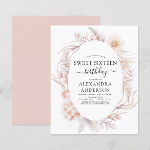 Budget Sweet 16 Boho Dusty rose Floral Anniversair