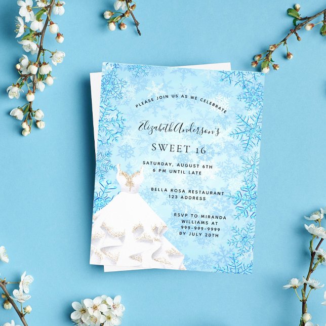 Budget Sweet 16 hiver merveilleuse robe invitation (Créateur téléchargé)