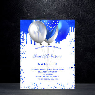 Budget Sweet 16 invitation bleu royal blanc