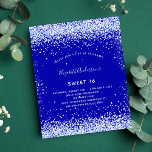 Budget Sweet 16 invitation bleu royal blanc<br><div class="desc">Une invitation moderne,  élégante et glamour pour une fête Sweet 16,  16e anniversaire. Un arrière - plan bleu royal,  décoré de faux éclats de parties scintillant. Personnalisez et ajoutez votre nom et les détails de votre fête.</div>