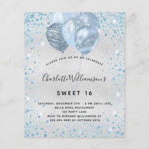 Budget Sweet 16 parties scintillant bleu argent in