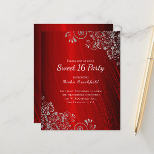 Budget Sweet 16 Party Ruby Red Invitation