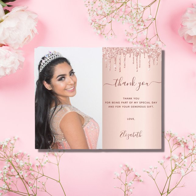 Budget Sweet 16 rose blush photo QR code merci (Créateur téléchargé)