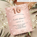 Budget Sweet 16 rose or parties scintillant de rou<br><div class="desc">Pour une soirée Sweet 16, 16ème anniversaire. Un arrière - plan rose à gradient or. Décoré avec de la poussière de parties scintillant en faux or rose. Personnalisez et ajoutez un nom et des détails du parti. Le nom est écrit avec un script de style écrit à la main. Le...</div>