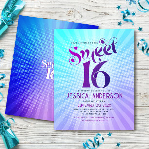 Budget Sweet 16 Super Purple Blue Gradient Invitat
