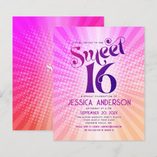 Budget Sweet 16 Super rose orange Invitation