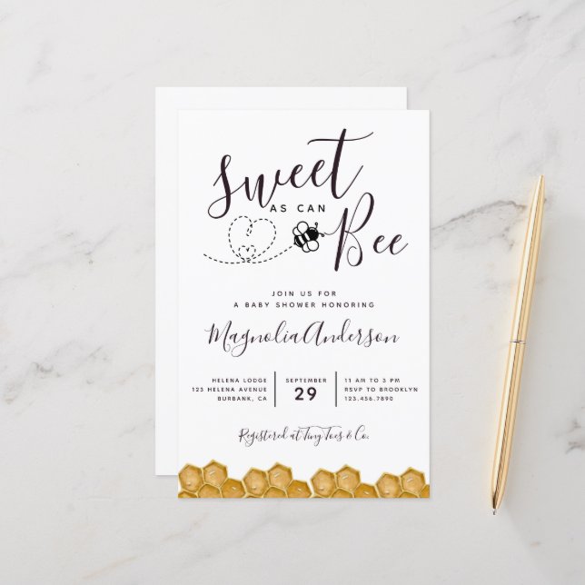Budget Sweet as Can Bee Baby shower Invitation (Devant/Arrière en situation)
