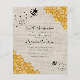 Budget Sweet as Can Bee Baby shower Invitation
