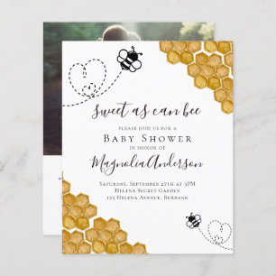 Budget Sweet as Can Bee Baby shower Invitation