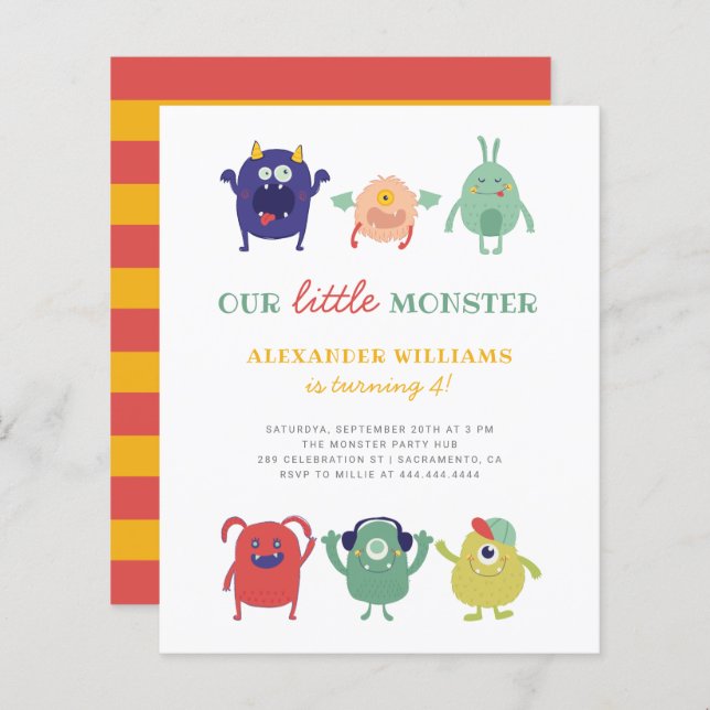 Budget Sweet Colorful Petit Monstre Anniversaire d (Devant / Derrière)
