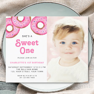 Budget Sweet One Donut First Birthday Photo Invita