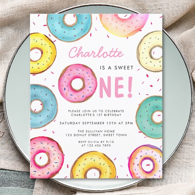 Budget Sweet One Donuts 1er Invitation anniversair (Créateur téléchargé)