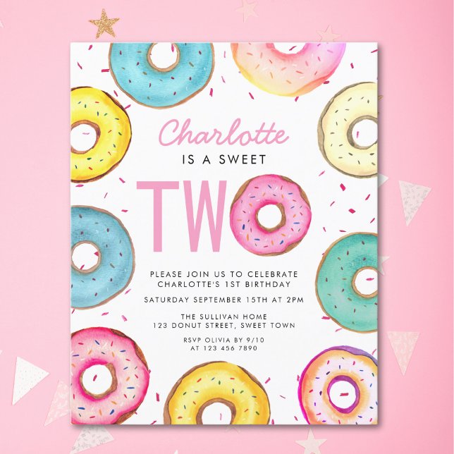 Budget Sweet Two Donuts 2e Invitation d'anniversai (Créateur téléchargé)