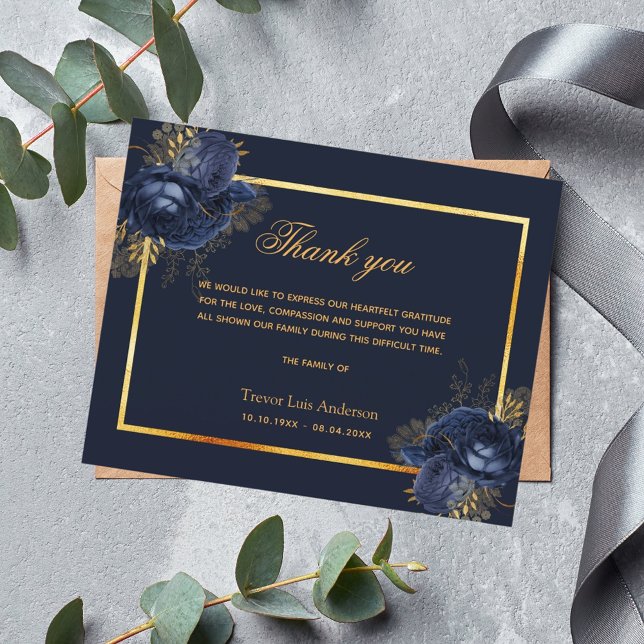 Budget sympathie bleu floral or merci (Créateur téléchargé)