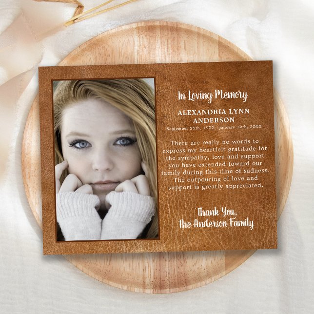 Budget Sympathie Photo Funérailles Merci Cuir (Créateur téléchargé)