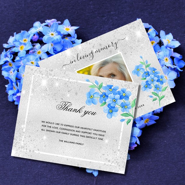 Budget Sympathy argent bleu floral photo merci (Créateur téléchargé)