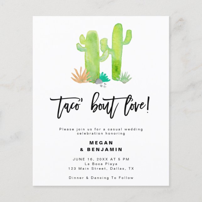 Budget Taco Bout Amour Mariage Décontracté Invitat (Devant)