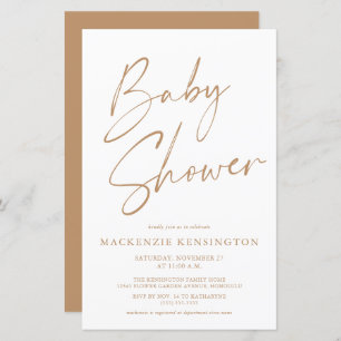 Budget Tan Earth Tones Simple Script Baby shower