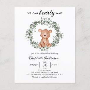 Budget Teddy Ours Vert Baby shower Invitation