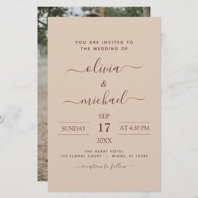 Budget Terra Cotta Boho Mariage Moderne Simple (Devant / Derrière)