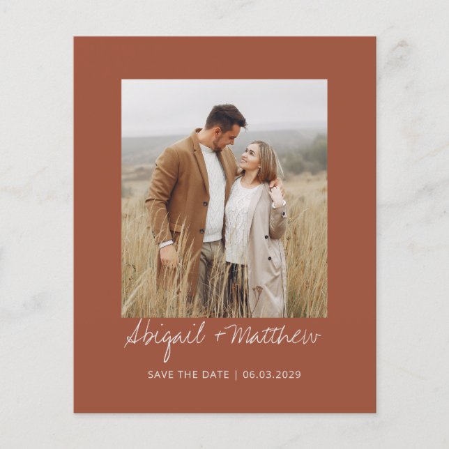 Budget Terra Cotta Enregistrer La Date Invitation (Devant)