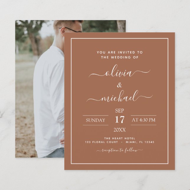 Budget Terracotta Boho Mariage Moderne Simple (Devant / Derrière)