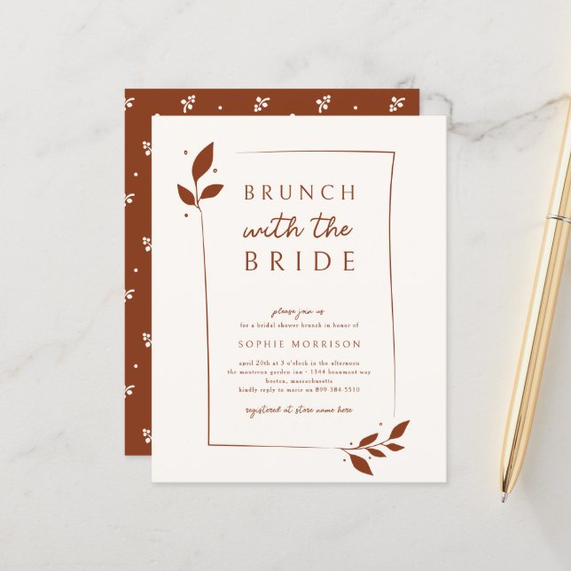 Budget Terracotta Botanique Brunch Fête des mariée (Devant/Arrière en situation)