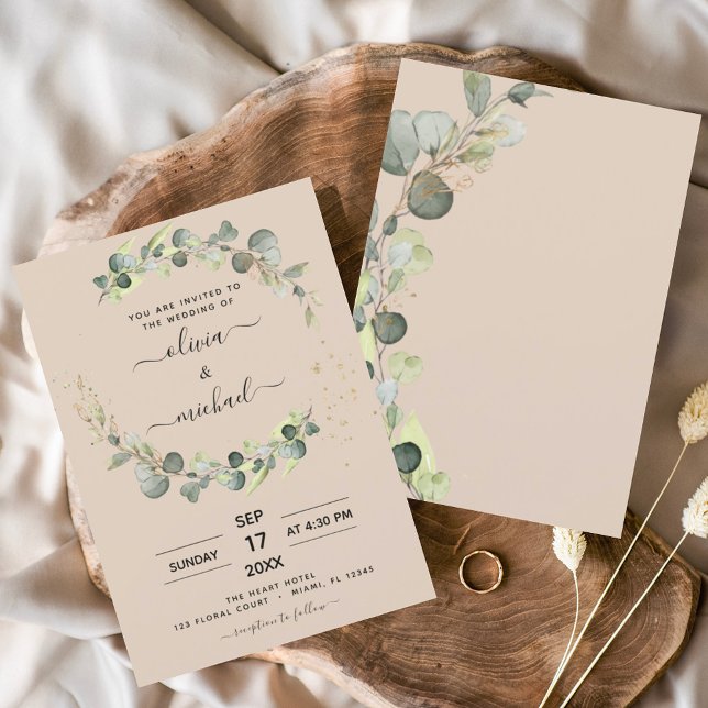 Budget Terracotta Eucalyptus Invitations de mariag (Créateur téléchargé)