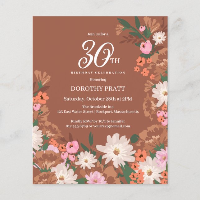 Budget Terracotta Floral 30e anniversaire Invitati (Devant)