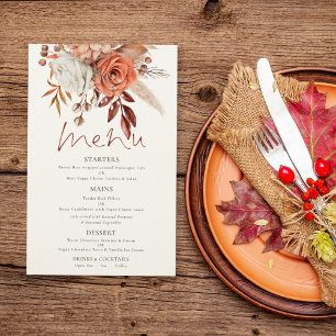 Budget Terracotta Florals Rustic Mariage Menu