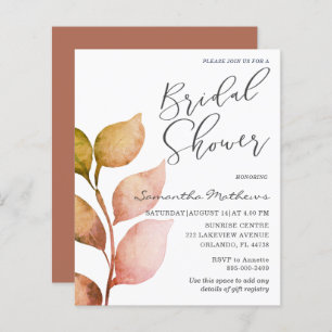 Budget Terracotta Foliage Bridal Shower Invitation