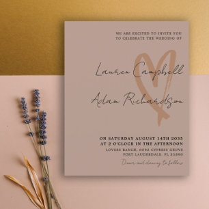 Budget Terracotta moderne Faire-part de mariage de