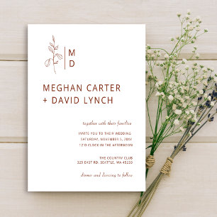 Budget Terracotta Monogramme Faire-part de mariage