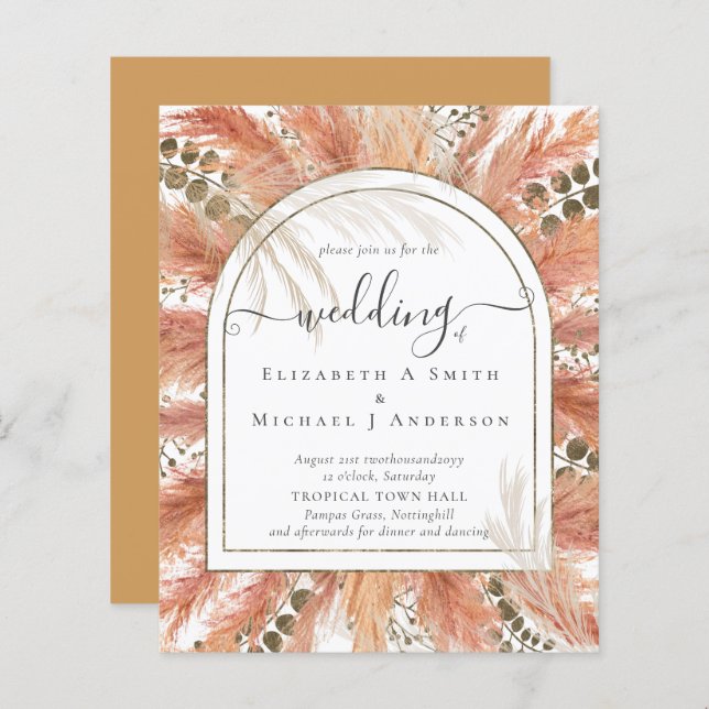 BUDGET Terracotta Pampas Grass Mariage tropical (Devant / Derrière)