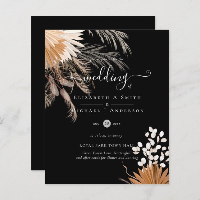 BUDGET Terracotta Pampas Grass Mariage tropical (Devant / Derrière)